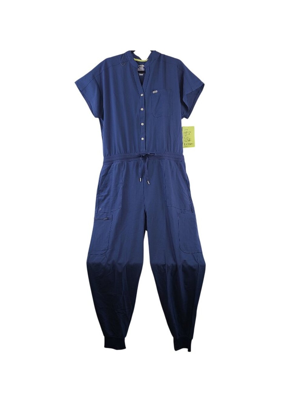NEW Landau Women's Navy Cargo Jumpsuit Jogger Pockets Size L